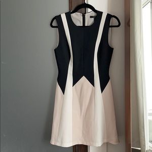 BCBGMaxAzria Sleeveless Black, White & Blush Dress